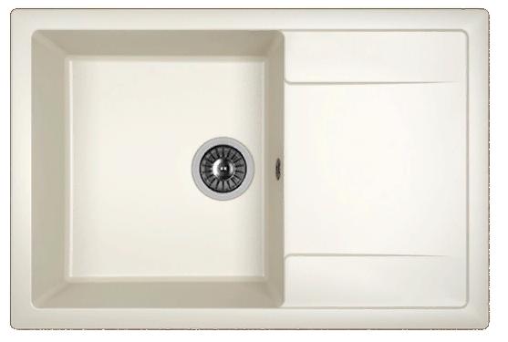 Мойка кухонная из литьевого мрамора Dr. Gans ТЕХНО 760 25.030.D0760.401 76*51 см. белый