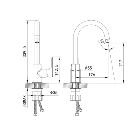 Смеситель IDDIS CUBA CUBSBFJi05 для кухонной мойки 