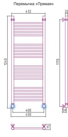 Полотенцесушитель водяной Сунержа БОГЕМА+ 00-0220-1240 1200х400 