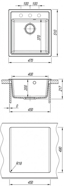 Мойка кухонная из литьевого мрамора Dr. Gans НИКА 470 25.070.B0470.408 47*51 см. серый