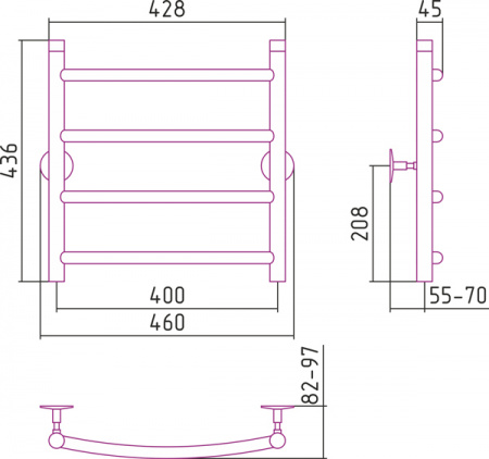 Полотенцесушитель водяной Стилье УНИВЕРСАЛ-50 00650-5040 500х400 