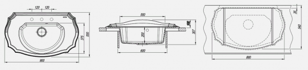 Мойка кухонная керамогранитная Florentina ЭМИЛИЯ 20.340.D0900.201 90*55 см. жасмин