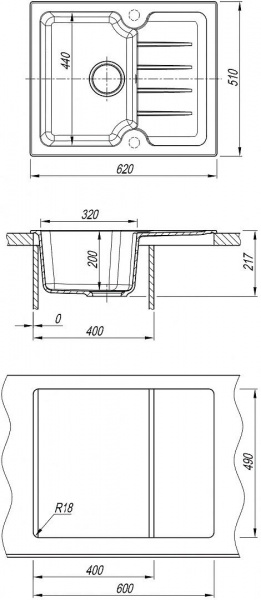 Мойка кухонная из литьевого мрамора Dr. Gans ЛОРА 620 25.020.A0620.406 62*51 см. терракота