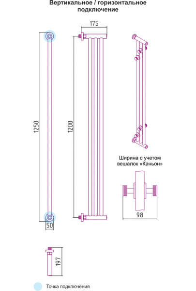 Полотенцесушитель водяной Сунержа ХОРДА 00-0124-1200 1200х195 