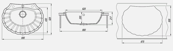 Мойка кухонная керамогранитная Florentina ГРЕБЕШОК 20.345.E0695.107 69,5*52,5 см. песочный