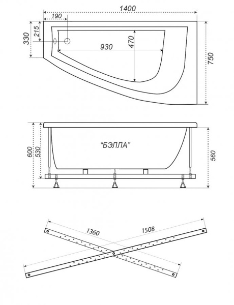 Ванна акриловая Triton БЭЛЛА  140x75 см. левая  Ванна акриловая Triton БЭЛЛА  140x75 см. левая