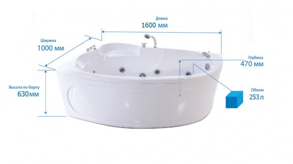 Ванна акриловая Triton НИКОЛЬ  160x100 см. правая  Ванна акриловая Triton НИКОЛЬ  160x100 см. правая