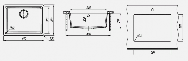 Мойка кухонная керамогранитная Florentina ВЕГА 500 22.320.D0500.201 54*42 см. жасмин