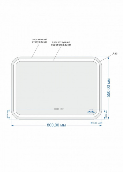 Зеркало Cersanit LED KN-LU-LED050*80-p-Os   Зеркало Cersanit LED KN-LU-LED050*80-p-Os